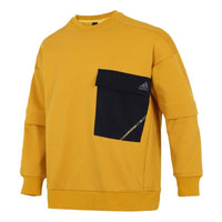 Men's adidas Contrasting Colors Pocket Sports Round Neck Pullover Yellow H39349