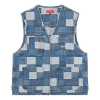 Supreme Patched Denim Vest 'Teal White' SUP-SS21-805