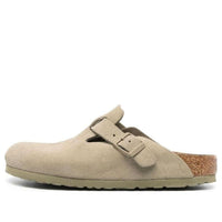 Birkenstock Boston Suede Leather Narrow Fit Sandals 'Faded Khaki' 1025844