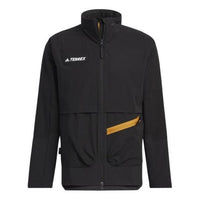 adidas Solid Color Logo Zipper Hooded Jacket Black HE5204