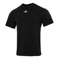 Men's adidas Printing Logo Solid Color Round Neck Pullover Short Sleeve Black T-Shirt HE4361