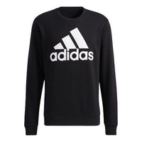 Men's adidas Bl Fl Swt Large Logo Printing Sports Pullover Black GK9074
