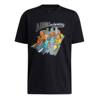 adidas CHINA S1 Tee Basketball Cartoon Printing Sports Round Neck Short Sleeve Black HB6167