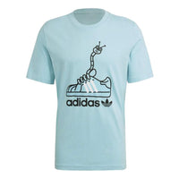 adidas originals Worm Tee Printing Sport Short Sleeve Men's Light Blue GN2156