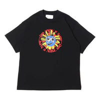 Men's Nike Smile Flower Logo Pattern Printing Round Neck Short Sleeve Black T-Shirt DV0683-010
