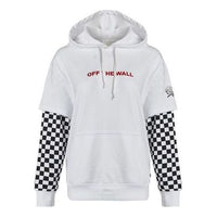 (WMNS) Vans Logo Embroidered Checkerboard Print Hoodies 'White Black' VN0A4UTNWHT