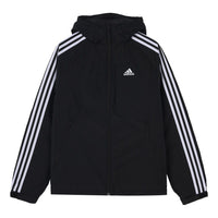 adidas 3st Down Jkt Logo Printing Side Stripe Sports Stay Warm hooded down Jacket Black H23080