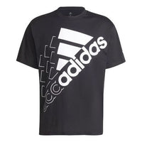 adidas Sports Stylish Round Neck Printing Logo Short Sleeve Couple Style Black GS8749