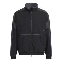 adidas Contrast Color Stitching Long Sleeves Sports Jacket Black HD0077