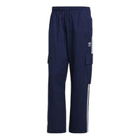 Men's adidas originals Logo Stripe Elastic Waistband Sports Cargo Autumn Blue Pants H09119