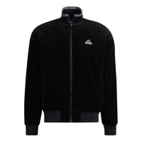 adidas M Corduroy Jkt Solid Color Logo Stand Collar Sports Jacket Black HD0360