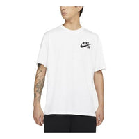 Men's Nike SB Skateboard Loose Knit Sports Short Sleeve White T-Shirt DC7818-100