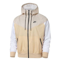 Nike Colorblock Zipper Windproof Hooded Jacket Men's Beige / / White Gray DA0001-268