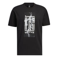 adidas WJ GFX LOGO Sports Round Neck Pullover Short Sleeve Black HI6858