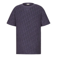 Men's DIOR SS21 Oblique Printing Cotton Round Neck Short Sleeve Purple 113J692A0614-C484