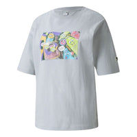 (WMNS) PUMA Downtown Graphic Printing Round-neck Grey/Blue 533050-71