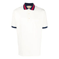 Gucci Cotton Piquet Polo With Web Collar 'Ivory' 701735-XJELJ-9750