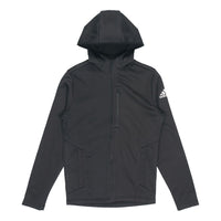 adidas Perfom Fl Jkt logo Printing Fleece Stay Warm Woven Sports Hooded Jacket Black GV3515