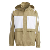 Men's adidas neo Sw Pck Hd Wb Casual Sports Detachable Jacket Olive H55263