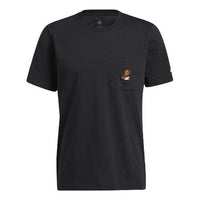 adidas Dame Avatar Pkt Lillard Basketball Sports Pocket Loose Round Neck Short Sleeve Black GP3435