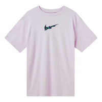 (WMNS) Nike Logo Plant Printing Casual Sports Round Neck Short Sleeve Pink Purple T-Shirt DN5887-530