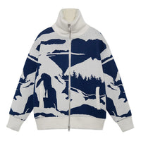 Li-Ning Catwalk Fleece Lined Stay Warm Jacket 'Creamy White Blue' AFDS225-1