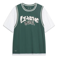 Li-Ning Hoops Graphic Faux Two Piece T-shirt 'Green White' AHST573-3