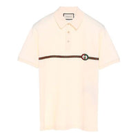 Gucci GG Embroidered Short Sleeve Polo Shirt For Men Beige 598957-XJB0V-9247