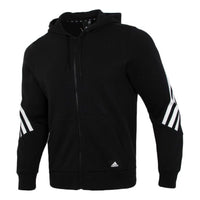 adidas Three Stripe knitting Hooded Jacket Coat Black H46526