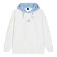 (WMNS) New Balance Logo Fleece Hoodie 'White Blue' AWT13346-AS9