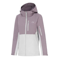 (WMNS) Li-Ning Color Block 3-in-1 Polar Fleece Hooded Windbreaker 'Mauve White' AWBT014-2