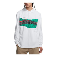 Men's Nike Colorblock Logo Skateboard Long Sleeves Polo Shirt White CJ0045-100