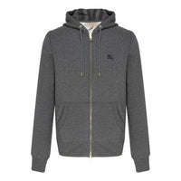 Burberry Logo Embroidery Cotton Zipper Jacket Coat Male Grey 40155591