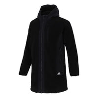 adidas Fleece Stay Warm mid-length hooded logo Jacket Black H39285