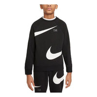 (GS) Nike Large Logo Printing Knit Round Neck Pullover Boy Black DD8726-010