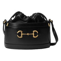 (WMNS) Gucci Horsebit 1955 Drawstring Bucket Bag 'Black' 602118-1DBLG-1000