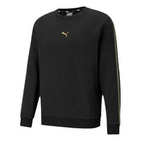 PUMA Logo Solid Color Fleece Lined Casual Round Neck Black 587665-01