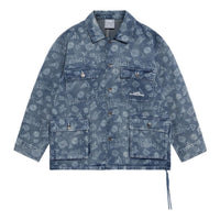 Li-Ning Skateboard Series Full Print Washed Denim Jacket 'Light Blue White' AJDS047-1