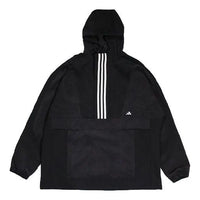 adidas Half-zipped Hooded Windproof Sports Woven Jacket Men's Black GM4443