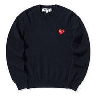 (WMNS) COMME des GARCONS PLAY V-Neck L/S T-shirt Red Emblem 'Navy' AZ-N001-051-2