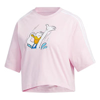 (WMNS) adidas neo x Disney Crossover Donald Duck Pattern Sports Short Sleeve Pink Red GJ5651