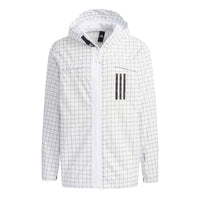 adidas WND Sports Plaid Windproof Hooded Jacket White GL8686