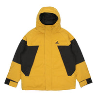 adidas Cb Bos Logo Jkt Contrast Color Stitching Hooded Down Jacket Yellow H23091