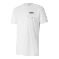 PUMA Graphic Box Logo Printed Short Sleeve TEE Men White 598625-02