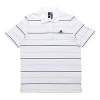 adidas Striped Sports Casual Short Sleeve Polo Shirt White GP1000