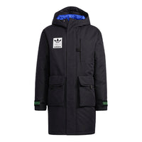 Men's adidas originals 2 In 1 Sports Long Hooded With Down Feather Black Jacket H58062
