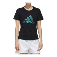 (WMNS) adidas Alphabet Logo Printing Sports Short Sleeve Black DY8637