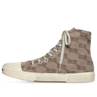 (WMNS) Balenciaga Paris High Top Sneakers 'Tan BB Monogram Cotton and White Rubber' 688756W3RQ12298