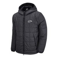 Men's Nike Synthetic-fill Fleece-lined Logo Hooded Long Sleeves Jacket Black DJ0434-010