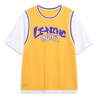 Li-Ning Hoops Graphic Faux Two Piece T-shirt 'Yellow Purple' AHST573-4